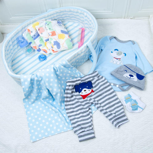 13 17-22 Inches PEDOLLTREE Reborn Baby Dolls Clothes Boy Blue Dog Outfit Accessories Pcs for Reborn Doll Newborn Boy