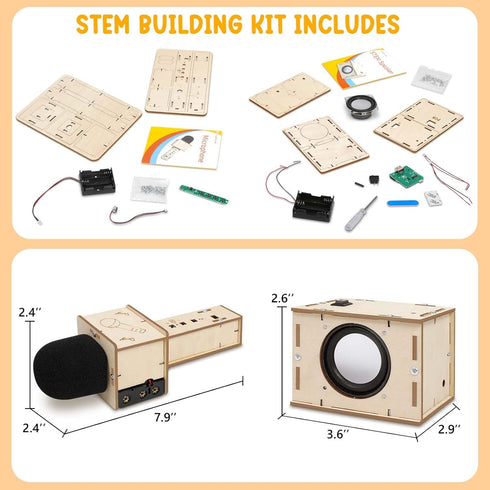 8-12 12-14 9-12 8 9 10 11 13 Stem Projects Karaoke Machine Toys for Boys Age Science Kit Building Own Bluetooth Speaker