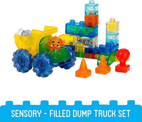 Set 30 2+ Jelly Blox Construction Dump Truck | Pieces | Toddler & Preschool Building Blocks Kids Can Squeeze, Stretch