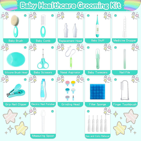28 1 Trimmer Set Baby Healthcare and Grooming Kit, in Portable Baby Essentials Kit Electric Nail with Gas Relief Hair
