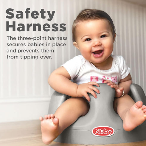 4+ Nuby My Floor Seat - Portable Baby Chair with Soft Foam Cushion, Safety Harness, and High Back Design - Months