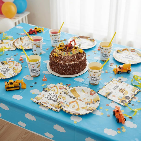 96PCS 24 Construction Birthday Party Supplies,Construction Party Decorations Includes Plates, Cups, Napkins, Truck