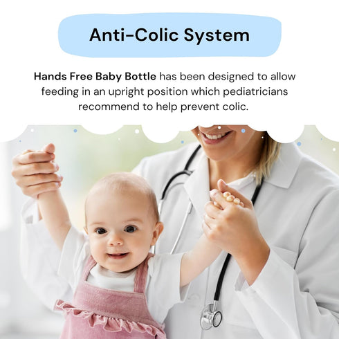 Hands-Free Baby Bottle 9 oz 3m+ (1 - Anti-Colic Nursing System Baby Bottle with Fast Flow Nipple/Teat with Tube Straw