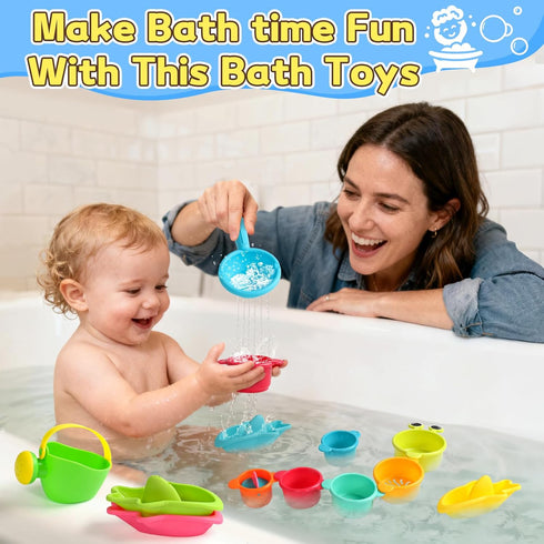 1-3 12+ 1+ 13 Zeewoo Baby Bath Toys for Kids Ages Toddler Bath Toys Mold Free Bathtub Toys for Months Pool Water Table