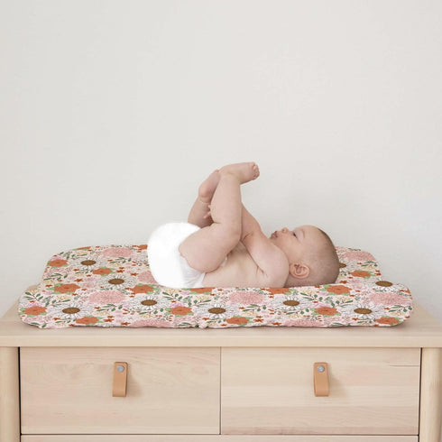 Retro Boho Floral Changing Pad Covers, Vintage Flowers Unisex Diaper Change Pad Sheets for Boys Girls, 32''x16''