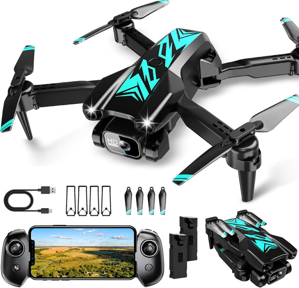 Mini Drone with Camera for Beginners, 1080P FPV Foldable Drone with Stable Altitude Hold and 2 Batteries