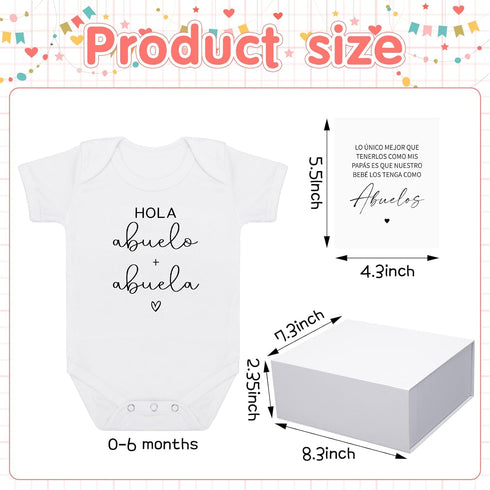 Shyyween 4 Set Pcs Pregnancy Announcement for Abuelos, Hola Abuelos Baby Bodysuit Pregnancy Reveal Card Baby