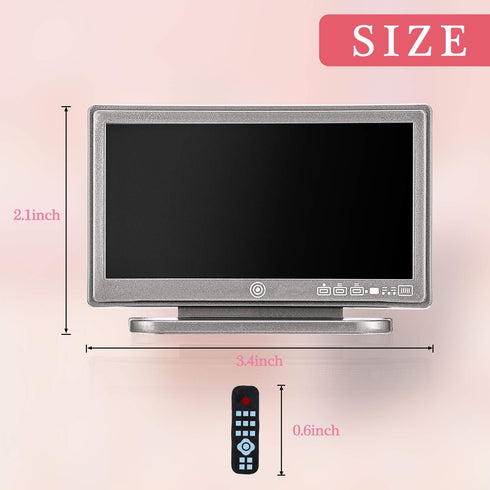 2 Pieces Miniature TV Dollhouse Television with Remote Control, 1:12 Scale Mini Furniture Model Decoration Accessories