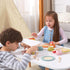 27PCS Set, Giant bean Wooden Toy Plates and Dishes for Kitchen Wooden Play Kitchen Accessories for Girls and Boys