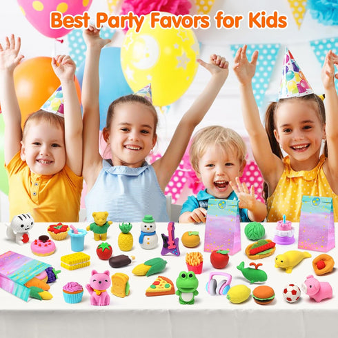 Palmatte 140PCS Mini Animal Erasers for Kids, Cute Desk Pets for Classroom Rewards and Party Favors