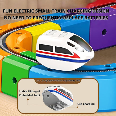 RMOKISIN Set, Set, 4-10 (51pcs) Electric Train Flexible Track Fusion Train DIY Race Car Track Building Kits with Train