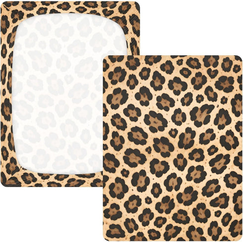 CZXW 52" 28" Cheetah Leopard Print Crib Sheets Fitted x Natural Cotton Soft & Breathable for Baby Crib Mattress