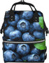 Qewfoju Fresh Blueberries Print Diaper Bag Backpack Large Capacity Diaper Backpack Baby Changing