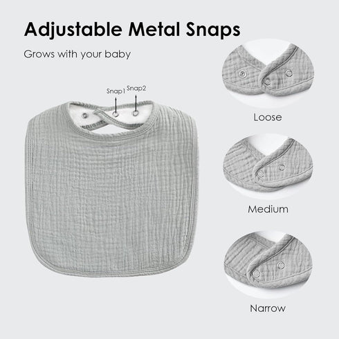 6Pack Muslin Baby Bibs for Boys Girls, Cotton Baby Bib for Drooling and Teething,Adjustable Bandana Bib for Newborn