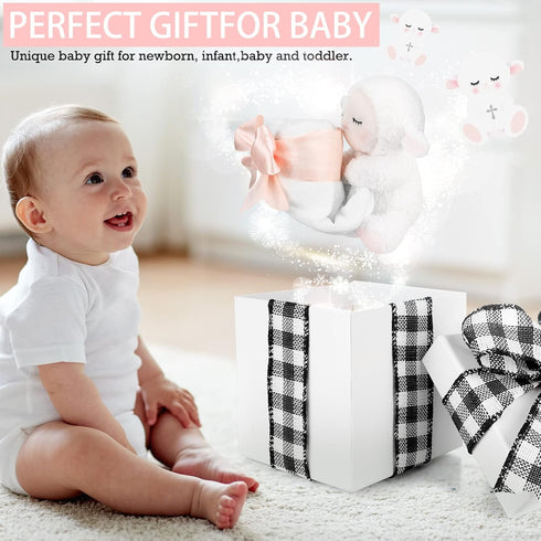 Baptism Gifts for Baby Girl Boys, Lamb Security Blanket with Christian Cross, Soft Bedtime Toy (Pink)