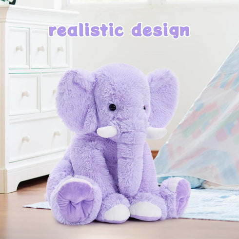 19.6inch MorisMos Large Elephant Stuffed Animal, Soft Stuffed Elephant Plush Companion Gifts for Girls Boys, Purple