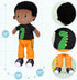 OUOZZZ 15" Soft Baby Doll for Boys Girls - African American Rag Doll, Cuddle Buddy Dinosaur Plush Toy for Kids
