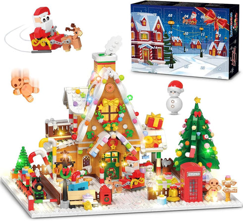 INSOON Advent Calendar 2025 Gingerbread House Mini Building Set with Lights, 24