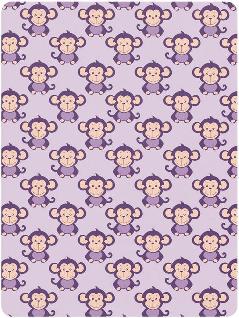 miaozhen 1 Pack 52x28 Cotton Baby Crib Sheets for Boys Girls Ultra Soft Violet Animal Monkey Toddler Bed Sheets