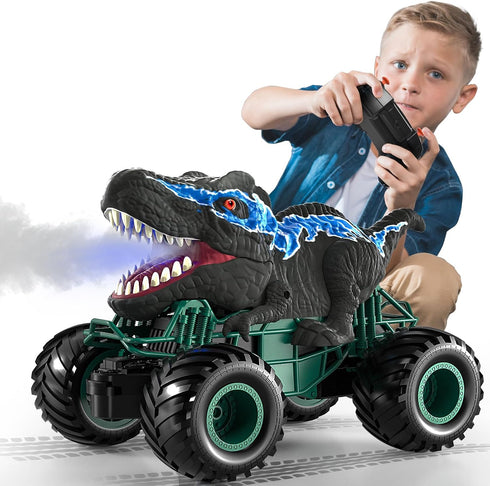 Bennol 2.4GHz Dinosaur Remote Control Car Toys for Kids Boys 4-12, RC Car with Light, Sound, Spray for Indoor Outdoor