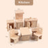 5 Set 6 40 Dollhouse Furniture Accessories Wooden Bathroom/Living Room/Dining Room/Bedroom/Kitchen House Family Doll