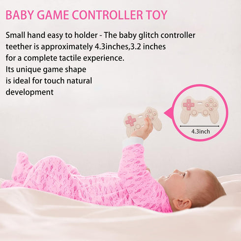 Cool Game Control Remote Teething Toy for Babies 0-6 6-12 Months, Silicone Chew Toy for Gamer Parents (Pink)