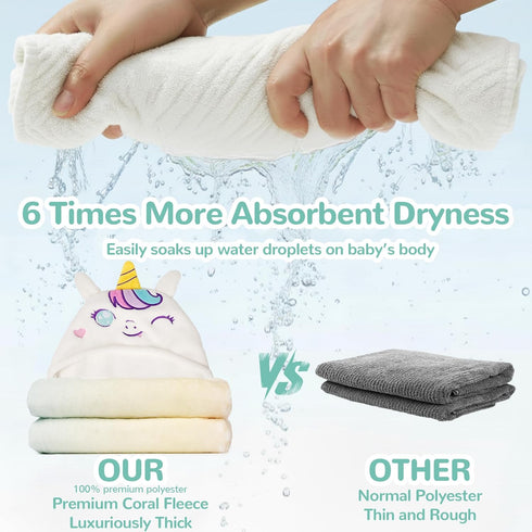 2-Pack Set (0-5 HECCEI Toddler Hooded Bath Towels Unicorn & Elephant Soft Absorbent Baby Bath Capes Cute Animal Theme