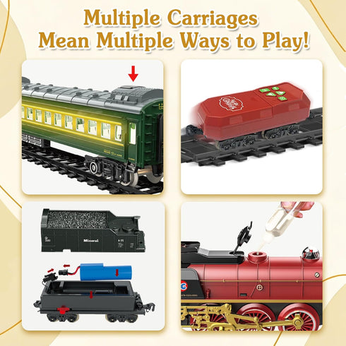 Sets 3 4 5 6 7 8+, TALGIC Remote Control Train Toys for Boys with Steam, Lights and Sound, Fancy Tracks, Train for Kids
