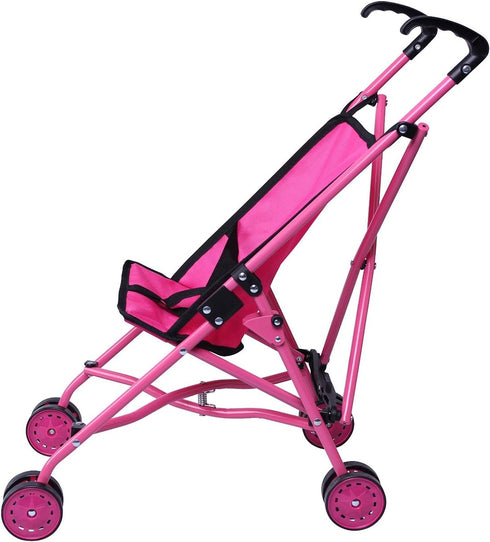 Precious Toys Baby Doll Stroller, Hot Pink Baby Stroller for Dolls with Swivelling Wheels, Toy Stroller for Baby Dolls, Doll Strollers for Girls 2 Years Old and Older, Toddlers