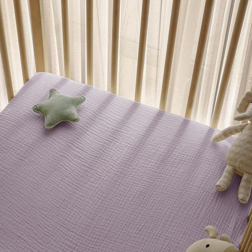 2 Pack, 100% 52x28 inches, Little Grape Land Muslin Crib Sheets Fitted for Boys and Girls Cotton Baby Bed Sheets Soft