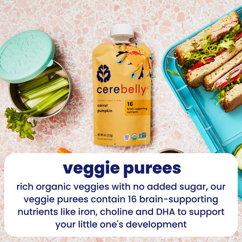Cerebelly Baby Food Pouches – Organic Carrot Pumpkin (4 oz, Pack of 6) - Healthy Toddler Snacks