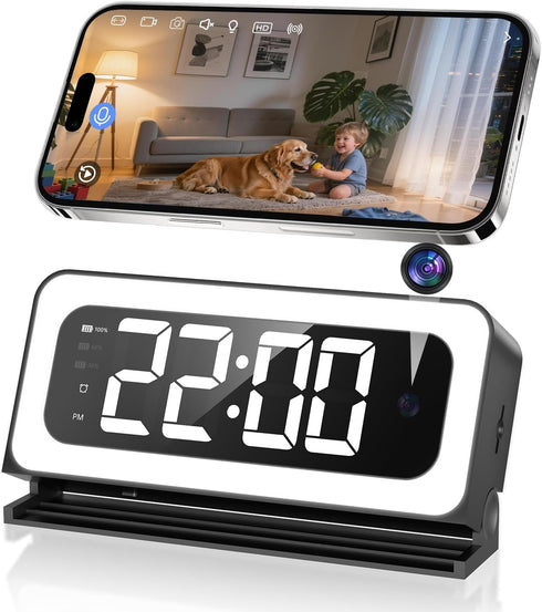 Gyliziex 2K Clock Camera, 5G & 2.4G WiFi Indoor Pet Nanny Cameras with