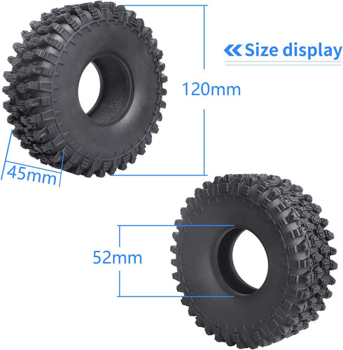 Hobbypark RC Crawler Tires 1.9 Inch 4.7" 120mm for Axial SCX10 II III Traxxas TRX4 Redcat Gen 8 Gen7, 4pcs Foam Inserts