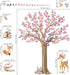 decalmile Woodland Animals Large Flower Tree Wall Decals Cherry Blossom Deer Fox Wall Stickers Baby Nursery Kids