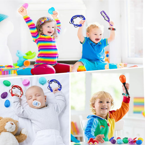 36 Set Silipull Pcs Shaker Musical Instruments for Kids Early Music Learning Toy Bulk Egg Shaker Wrist Hand Band Bells