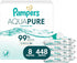 Pampers Aqua Pure Baby Wipes, 99% Water, Fragrance Free, 448 Baby Wipes