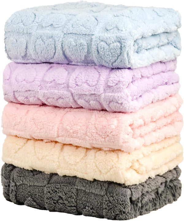 BYKOSY 5 Pcs Baby Blanket Heart Checkered Ultra Soft Gift-Ready Plush for Newborns,
