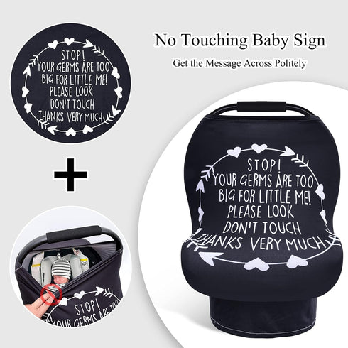 GirlBlack Metplus No Touch Sign Car Seat Cover for Babies, Mom Nursing Covers Breastfeeding Scarf, Multi Use Infant