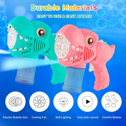 Onory 2 Pack Bubble Gun Machine for Kids - Bubble Blaster with Solutions for Summer Party Favors
