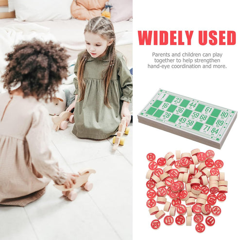 Toyvian Russian Lottos Game | Travel Bingo Set | Wooden Travel Board Games with Bingo Game Chips, Cards, and Boards