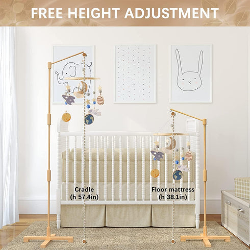 57.4 Inch Set FEISIKE Baby Crib Mobile Arm, Mobile Arm for Crib Wooden Nursery Decor Hanger,Holder for DIY Mobile Baby