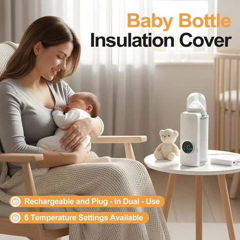 KLOMBIO 6000 Portable Bottle Warmer, Equipped with a mAh Battery, Suitable for Dreastfeeding and Formula Feeding