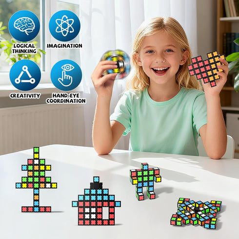 Mini-38 3x3x3 Cube-4 1 Magnetic Fidget Spinner Blocks, Glow Magnet Cube & Transformable Fidget Spinner & Infinity Cube