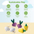 Set PlanToys Wooden Fresh Produce Red Radishes, Garlics and Yellow Bell Peppers | Pretend Play Food for Imaginative