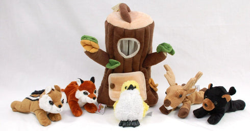 Special Edition Plush Treehouse with Five Stuffed Forest Animals - Tree Stump Included