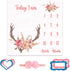 Monthly Milestone Blanket for Baby Girl, Deer Antler Flowers with Words, Pink Baby Growth Chart Blanket, 47"x47"