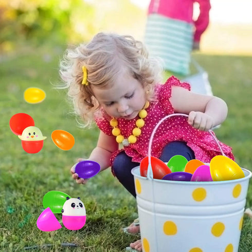10 JOYIN Pcs Jumbo Easter Eggs Filled with Cute Stress Reliever Animal Squishy Toy for Easter Egg Hunt, Kids Party