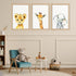 YWJKWLGS Set 3, 11x16 Inch Safari Nursery Wall Art of Natural Wood Framed Watercolor Animal Print, Giraffe Lion