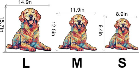 WOODBESTS Wooden Puzzle for Adults - Loyal Golden Retriever Dog Puzzle (L, 300pcs) in Beautiful Wooden Box
