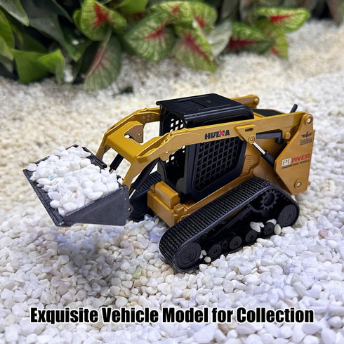 3 1 1/50 3+ Mostop Construction Truck Toy in Skid Steer Loader with Metal Forklift and Grab Shovel Construction